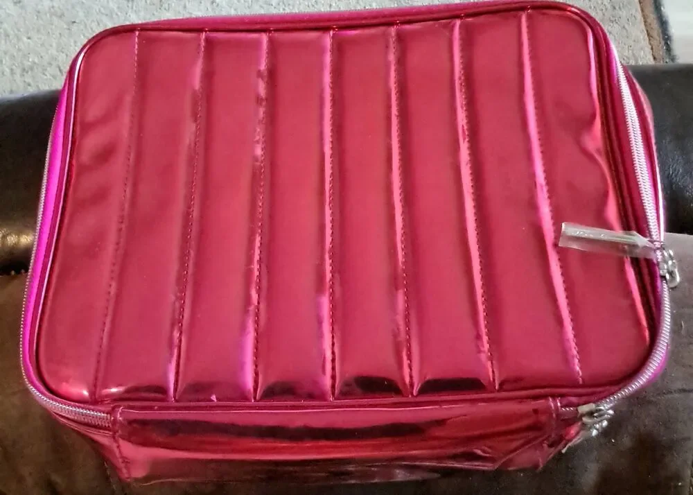 Large Lancome Red Metallic Cosmetic Case